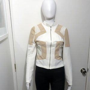 Women’s White Cropped Zip-up Jacket, Workout Wear Sz M NWT